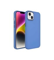Apple iPhone 14 Plus Uyumlu Kılıf Metal Çerçeve ve Buton Tasarımlı Silikon Zore Luna Kapak (Koyu Lila)