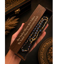 Özel Söz Yazılı Ahşap Kutulu,Metal Üzeri Gold Kaplamalı Ayyıldız Tasarımlı ŞıkTesbih