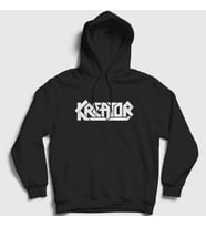 Presmono Unisex Beyaz Logo Kreator Kapüşonlu Sweatshirt 93100tt (Siyah)