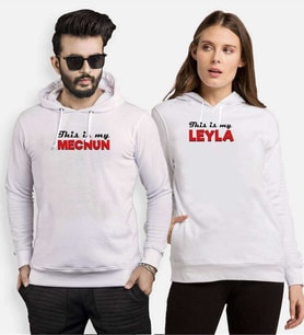 Tshirthane Leyla Mecnun Erkek Sevgili Kombinleri Kapüşonlu Kombini (Tek Ürün Fiyatıdır.)