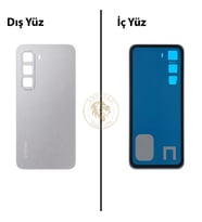 Infinix Hot 60İ Gümüş Uyumlu Arka Kapak Arka Cam Batarya Pil Kapağı Lazer Kesim Back Cover