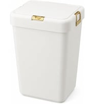 Litre Tekli Çamaşır Sepeti - Çöp Sepeti - Büyük Boy Çöp Kutusu - Dekoratif Çöp Sepeti - Gri Beyaz - 28x58,5x35 cm (Altın)