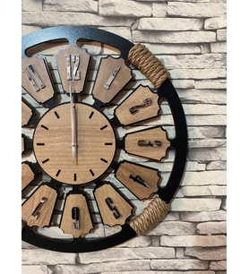 Kişiye Özel Halatlı Dekoratif Ahşap Duvar Saati 40 cm