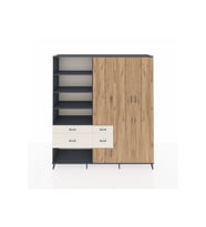 Hyperion Dolap 14 Raflı 4 Çekmeceli 4 Kapaklı 220x44x243 Antrasit-Çam/Aytaşı