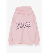 Breeze Kız Çocuk Sweatshirt Nakışlı Yazı Baskılı 2-6 Yaş, Somon Melanj