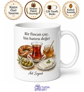 Memleket Kahvaltısı Temalı Kişiye Özel Kupa Bardak Hediye
