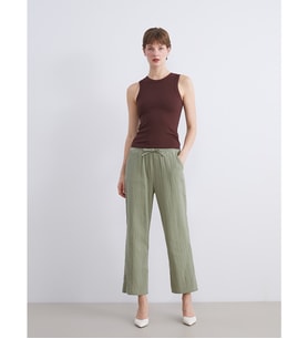 LCW Comfort Haki Beli Lastikli Dokulu Kadın Pantolon