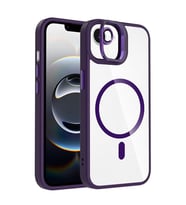 Coverzone iPhone 16E ile Uyumlu Z-Etro MagSafe Wireless ?arj Destekli, G��l� Manyetik Tutucu, Stand Olabilen, Kamera Lens Hediyeli Koruyucu K?l?f Derin Mor