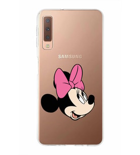Samsung Galaxy A7 (2018)  Kapak Minnie Mouse Tasarımlı Şeffaf Silikon Kılıf