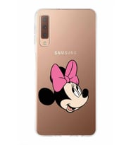 Samsung Galaxy A7 (2018)  Kapak Minnie Mouse Tasarımlı Şeffaf Silikon Kılıf