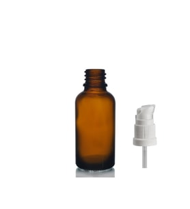 30ml kahverengi cam serum pompalı şişe, 24 adet, pompalı şişe, medikal şişe, cam şişe,