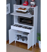 Eliusta Avelin Kapaklı Mini/Midi Fırın Dolabı 100 cm Beyaz Çok Fonksiyonlu 100x163,4x32,5 cm Mutfak Dolabı
