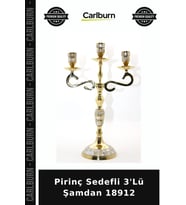 Özel Üretim Dekoratif Salon Aksesuar Şık Pirinç Sedefli 3'Lü Şamdan 18912