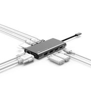 USB-C Hub USB Çoğaltıcı Type-C Adaptör Kablosu VGA HDMI Ethernet Dönüştürücü 2XHDMI 4K MFI Sertifikalı (Gri)