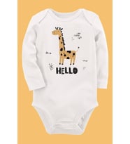 Organik Baskılı Pamuklu Unisex Bebek Body UZUNE261
