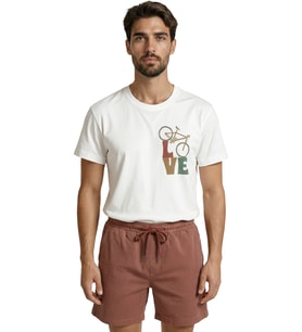 Vintage Bisiklet Figürlü ve LOVE Yazılı Retro Tasarım Premium Erkek Tişört