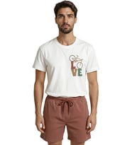Vintage Bisiklet Figürlü ve LOVE Yazılı Retro Tasarım Premium Erkek Tişört (Beyaz)