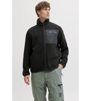 Jack & Jones JJALPES Teddy Jacket AW25 – Yumuşak Peluş Kumaşlı, Sıcak Tutucu, Fermuarlı Erkek Mont /  Kış Koleksiyonu (Siyah)