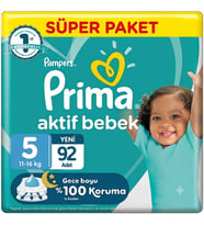 Prima 5 Beden Aktif Bebek Bezi Süper Paket 46x2 92 Adet