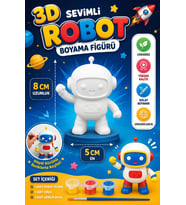 Haydi Dekor 3D Sevimli Robot Boyama Figürü Seti 8 cm – Çocuklar Için Akrilik Boya ve Fırçalı Eğitici Hobi Oyuncağı – Robot Temalı Boyanabilir Dekoratif Figür Etkinlik Seti