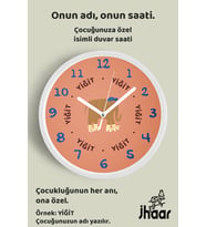 İsme Özel Paten Kayan Sevimli Fil Çocuk Odası Duvar Saati Orta Boy 30 cm Beyaz Camlı Sessiz
