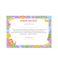 20 Adet A4 Boyutunda Öğrenci Başarı Belgesi - Anaokul - İlkokul Başarı Belgesi (Model 9)