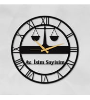 Kişiye Özel Avukat Metal Duvar Saati - Hukuk Büroları için Yüksek Kalite Hediyelik Roma Rakamlı Duvar Saati