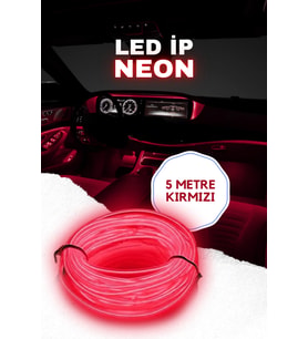 Her Araca Uyumlu Universal İp Neon Led - Kırmızı Renk 2 Metre 12V