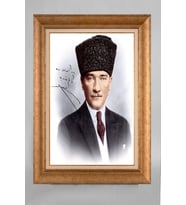 Altın Varaklı Paspartulu Çerçeveli Atatürk Tablo sd859