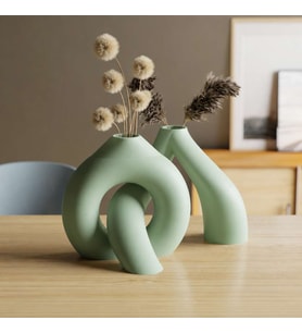 3D Baskı Interlocking Vazo - İç İçe Geçen Dekoratif Vazo-Mint