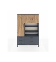 Arges Dolap 9 Raflı 5 Çekmeceli 3 Kapaklı 132x30x195 Antrasit-Çam/Antrasit