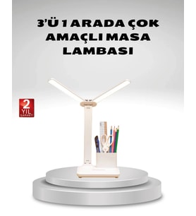 Kısılabilir LED Masa Lambası – Kalemlik ve Telefon Standlı, Göz Yormayan Işık