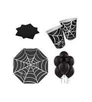 Mini Party Store Cadılar Bayramı Örümcek Ağı Siyah Parti Seti 8 Kişilik