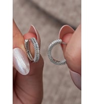 925 Ayar Gümüş Rodyum Kaplama Baget Taşlı 15 Mm Tamtur Küpe