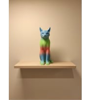Pastel Rainbow Kedi Figürü Masa Ve Raf Üstü Ev Dekorasyonu