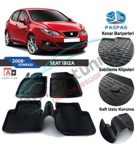 Seat Ibiza Havuzlu 3D Paspas Niken Siyah 2008-2017