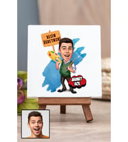 Erkek Resim Öğretmenine Öğretmenler Günü Hediyesi Karikatürlü Masa Dekoru