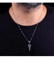 925 Ayar Gümüş Ok Sembollü Erkek Kolye