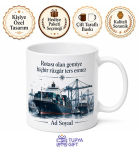 Gemi İstifi Temalı Baskılı Kupa Bardak Denizci Hediye Porselen Mug