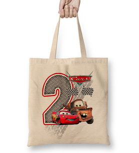Şimşek Mcqueen 2 iki Yaş Hediyesi Bez Çanta Uzun Saplı