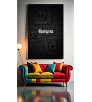 GANGSTA YAZILI Ev Duvar Salon Güzellik Salonu Ofis Dükkan Dekarasyon Kanvas Tablo (Çok Renkli)