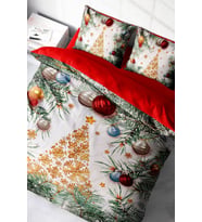 Yılbaşı Merry Christmas Çift Kişilik 3d Nevresim Takımı Pamuk Saten Pine