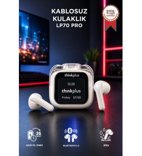 Lenovo Thinkplus Bluetooth Kulaklık Akıllı Dijital Ekranlı Tws 5.4 Kablosuz Kulaklık LP70 Pro Beyaz