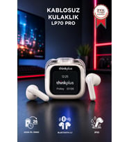 Lenovo Thinkplus Bluetooth Kulaklık Akıllı Dijital Ekranlı Tws 5.4 Kablosuz Kulaklık LP70 Pro Beyaz