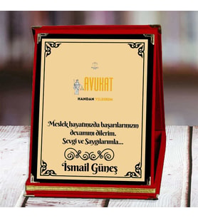 Avukat Baskılı Plaket (3. Tasarım)  Kişiye Özel (Kırmızı)