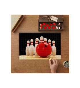 Bowling Topu- Dubalar Tasarımı 240 parça Ahşap Puzzle Ahşap Kutuda MP00549