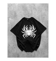 Erkek Örümcek Baskılı Tişört Kısa Kollu Bisiklet Yaka T-Shirt - Siyah