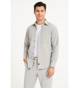 Erkek Kadife Oversize Takım – Gömlek Ve Pantolon İkili Set Füme Corduroy Şıklığı, Rahat Ve Zarif Duruş Yumuşak Dokulu Kadife Kumaş, Düğmeli Gömlek Üst Ve Lastikli Pantolon Alt Parça Ile Gün Boyu Konfor- Gri