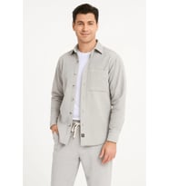 Erkek Kadife Oversize Takım – Gömlek Ve Pantolon İkili Set Füme Corduroy Şıklığı, Rahat Ve Zarif Duruş Yumuşak Dokulu Kadife Kumaş, Düğmeli Gömlek Üst Ve Lastikli Pantolon Alt Parça Ile Gün Boyu Konfor- Gri
