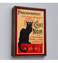 Çerçeveli Siyah Kedi Tablosu - Le Chat Noir Theophile Steinlen (Siyah)